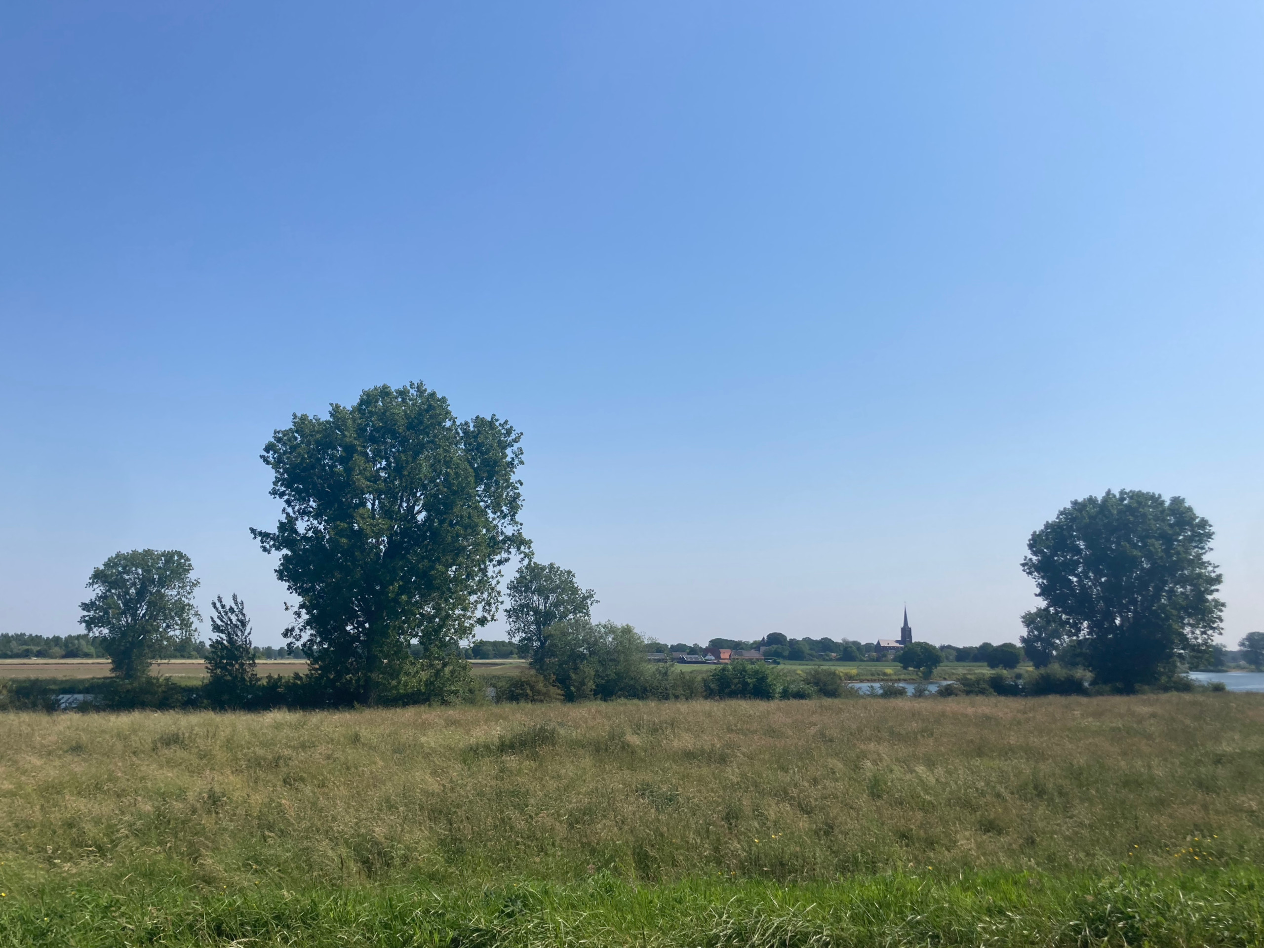 Now on the other side of the Maas: again the church tower of Batenburg.